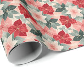 Feestelijke rode groene poinsettia cadeaupapier (Rol Hoek)