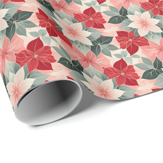 Feestelijke rode groene poinsettia cadeaupapier (Rol Hoek)