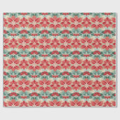 Feestelijke rode groene poinsettia cadeaupapier (Vlak)