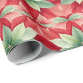 Feestelijke rode groene poinsettia cadeaupapier (Rol Hoek)