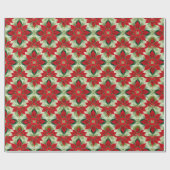 Feestelijke rode groene poinsettia cadeaupapier (Vlak)