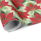 Feestelijke rode groene poinsettia cadeaupapier (Rol Hoek)