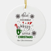 Feestelijke Rode Groene Prettig Kerstfeest Keramisch Ornament (Voorkant)