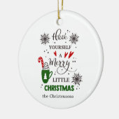 Feestelijke Rode Groene Prettig Kerstfeest Keramisch Ornament (Links)