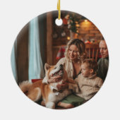 Feestelijke Rode Groene Prettig Kerstfeest Keramisch Ornament (Achterkant)