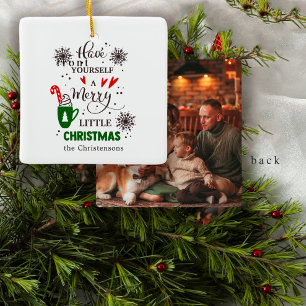 Feestelijke Rode Groene Prettig Kerstfeest Keramisch Ornament