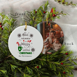 Feestelijke Rode Groene Prettig Kerstfeest Keramisch Ornament