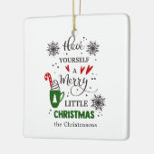Feestelijke Rode Groene Prettig Kerstfeest Keramisch Ornament (Links)