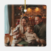 Feestelijke Rode Groene Prettig Kerstfeest Keramisch Ornament (Achterkant)
