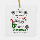 Feestelijke Rode Groene Prettig Kerstfeest Keramisch Ornament (Voorkant)