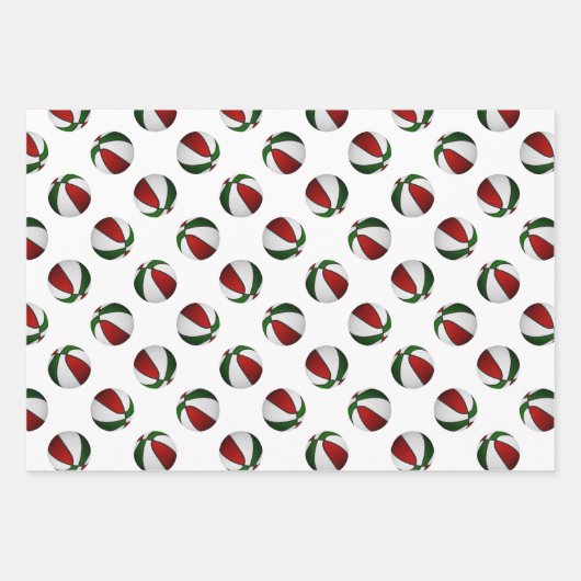 Feestelijke rode groene sport basketbal geschenken inpakpapier vel (Voorkant 3)