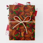 Feestelijke rode groene sport basketbal geschenken inpakpapier vel (In situ)