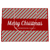 Feestelijke rode groene strepen Kerstmis Groot Cadeauzakje (Voorkant)