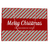 Feestelijke rode groene strepen Kerstmis Groot Cadeauzakje (Achterkant)