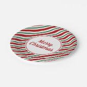 Feestelijke rode groene strepen Vrolijk kerstfeest Papieren Bordje (Gekanteld)