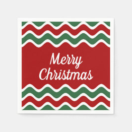 Feestelijke rode groene strepen Vrolijk kerstfeest Servet