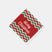 Feestelijke rode groene strepen Vrolijk kerstfeest Servet (Hoek)