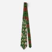 Feestelijke rode groene tartan kerstelfjes Santa Stropdas (Voorkant)