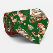 Feestelijke rode groene tartan kerstelfjes Santa Stropdas (Opgerold)