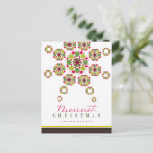 Feestelijke rode groene vrolijkste kerst ster mode feestdagenkaart (Staand voorkant)