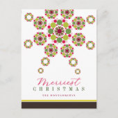 Feestelijke rode groene vrolijkste kerst ster mode feestdagenkaart (Voorkant)