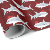 Feestelijke rode haai Santa Hat Art Cadeaupapier (Rol Hoek)