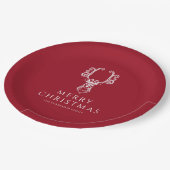 Feestelijke rode hert vrolijk kerstfeest papieren bordje (Gekanteld)