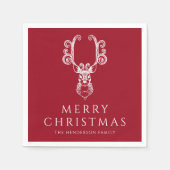 Feestelijke rode hert vrolijk kerstfeest servet (Voorkant)