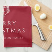 Feestelijke rode hert vrolijk kerstfeest theedoek (Quarter Fold)