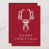 Feestelijke Rode Herten Vrolijk Kerstfeest Feestdagenkaart (Voorkant / Achterkant)