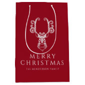 Feestelijke Rode Herten Vrolijk Kerstfeest Medium Cadeauzakje (Voorkant)