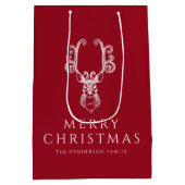 Feestelijke Rode Herten Vrolijk Kerstfeest Medium Cadeauzakje (Achterkant)