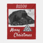 Feestelijke Rode Hond Pet Foto Kerstboom Fleece Deken (Voorkant)