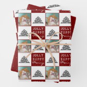 Feestelijke rode huisdier foto kerstboom inpakpapier vel (In situ)