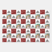 Feestelijke rode huisdier foto kerstboom inpakpapier vel (Voorkant)