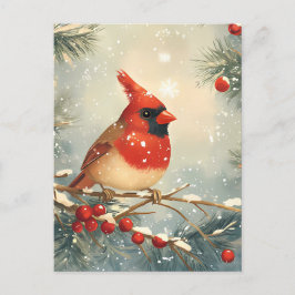 Feestelijke rode Kardinaal Kerstgroet Briefkaart