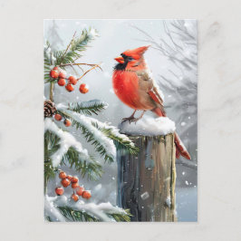 Feestelijke rode Kardinaal Kerstgroet Briefkaart