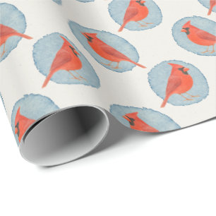 Feestelijke rode kardinaalvogel in watercolorstipp cadeaupapier
