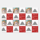 Feestelijke Rode Kat Foto Kerstboom Inpakpapier Vel (Voorkant)