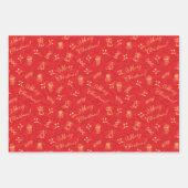 Feestelijke Rode Kerst 3 Patronen Feestdagen Gift Inpakpapier Vel (Voorkant)
