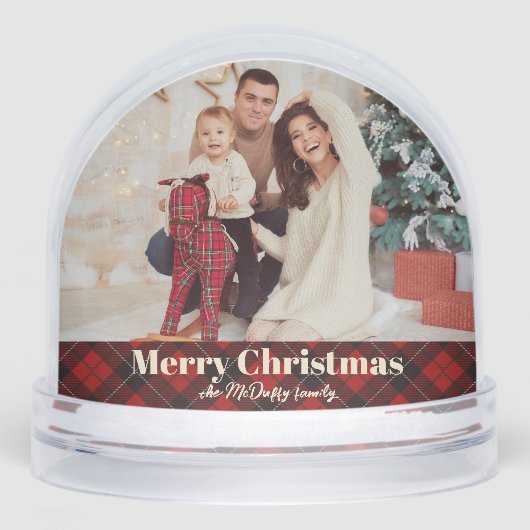 Feestelijke rode kerst afgespeeld foto sneeuwbol (Voorkant)
