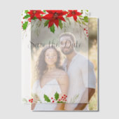 Feestelijke Rode Kerst Botanische Save the Date Vellum Uitnodigingen (Offset (Koppel))