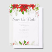 Feestelijke Rode Kerst Botanische Save the Date Vellum Uitnodigingen (Offset)