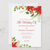 Feestelijke rode kerst Poinsettia Bloemenbruiloft Kaart (Voorkant)