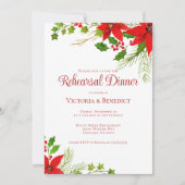 Feestelijke rode kerst Poinsettia repetitie diner Kaart (Voorkant)