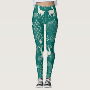 Feestelijke rode kerst, winterbos. leggings