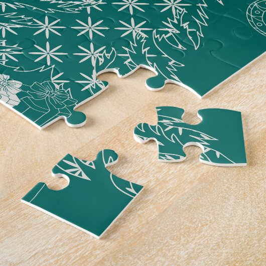 Feestelijke rode kerst, winterbos. legpuzzel (Zijkant)