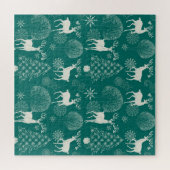 Feestelijke rode kerst, winterbos. legpuzzel (Horizontaal)