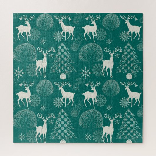 Feestelijke rode kerst, winterbos. legpuzzel (Verticaal)