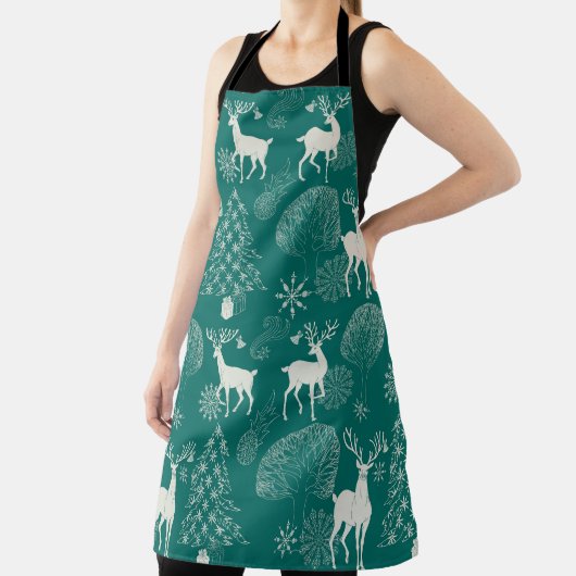 Feestelijke rode kerst, winterbos. schort (Insitu)